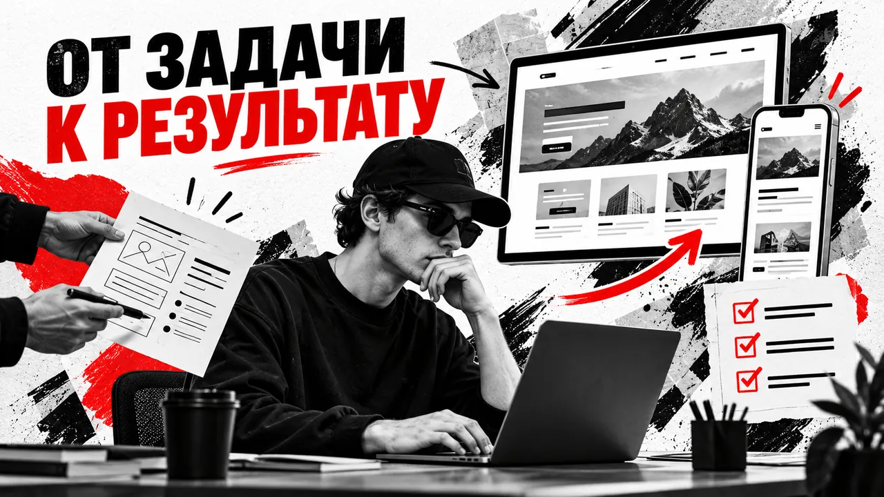 Разработчик, краткое задание и макеты сайта на компьютере и телефоне